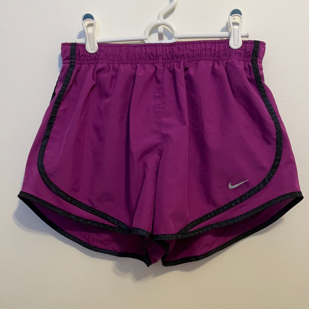 Purple and black Nike dri-fit tempo shorts